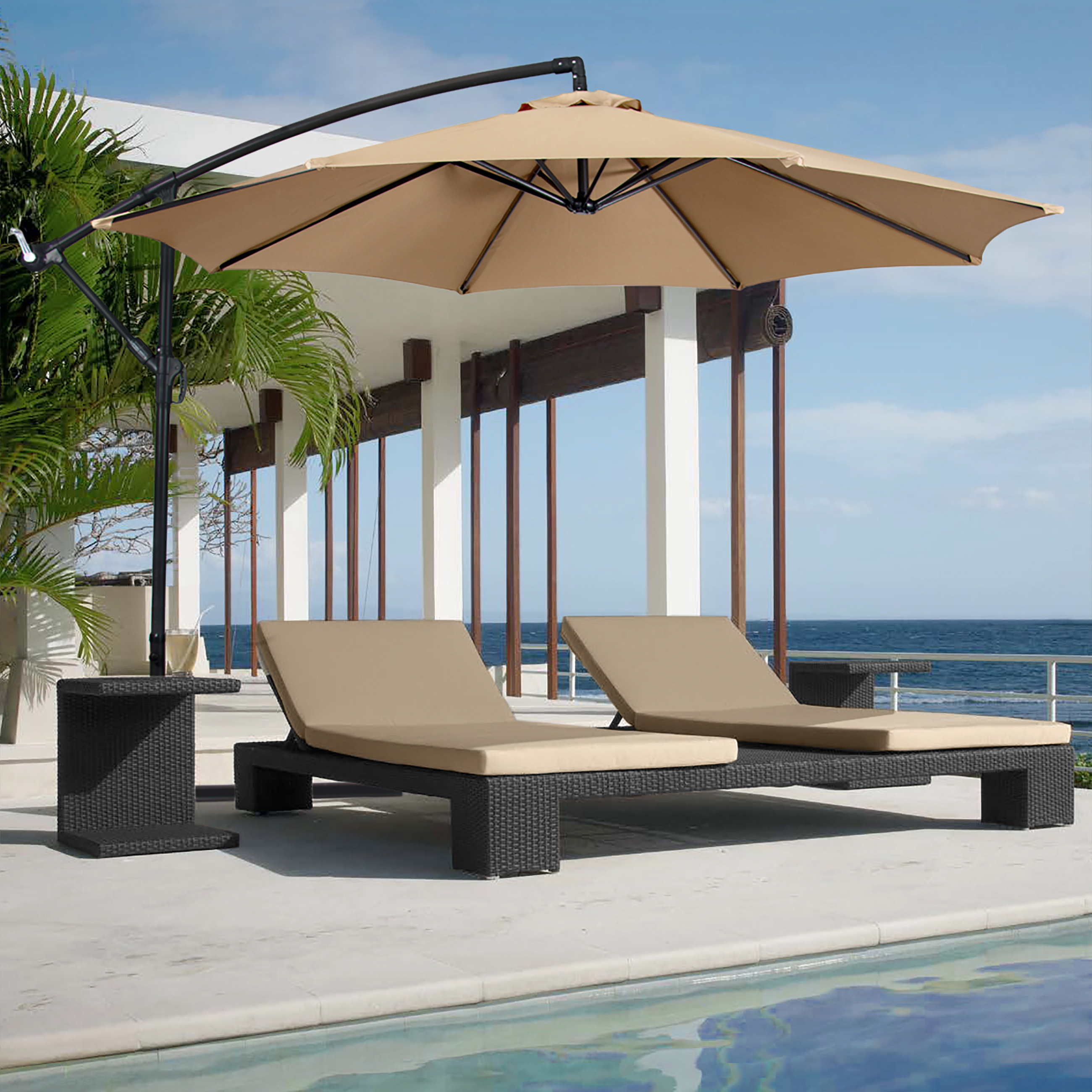 Offset 10′ hanging Patio Umbrella $65