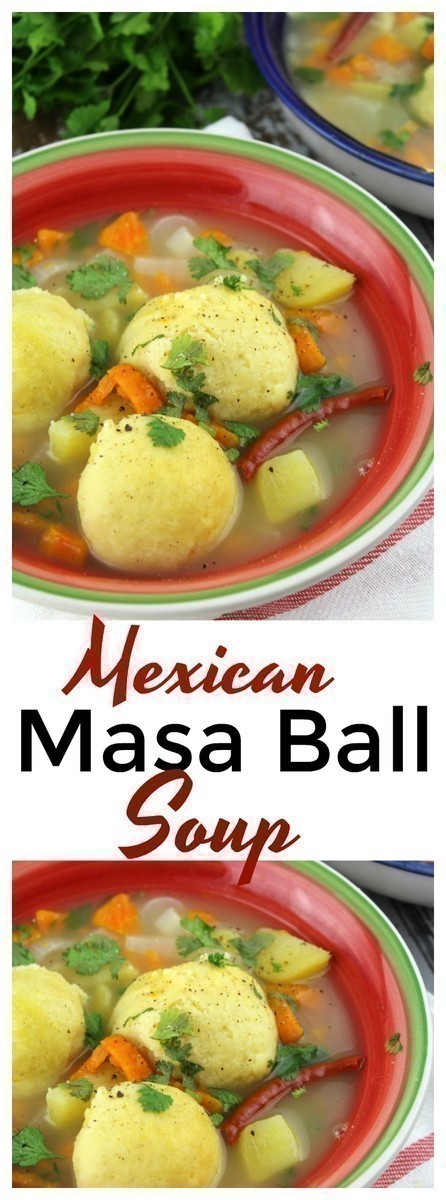 This Mexican Masa Ball Soup combines traditional masa with simple ingredients to make a corn dumpling in chicken soup loaded with fresh vegetables. 