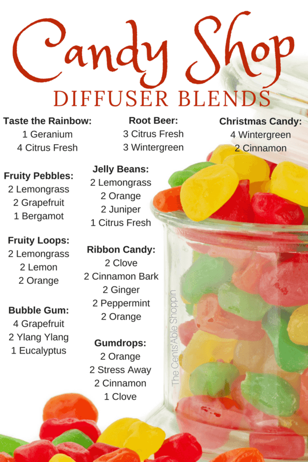 Bookmark these FUN Candy Shop Diffuser Blends to diffuse with the kids, plus over 90 additional diffuser recipes!