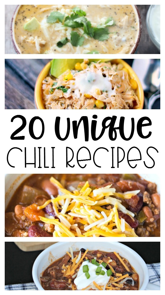 When cooler weather hits, chili and soups are a definite *must*!  Incorporate any of these 20 unique chili recipes into your next dinner meal!  #chili | #soup