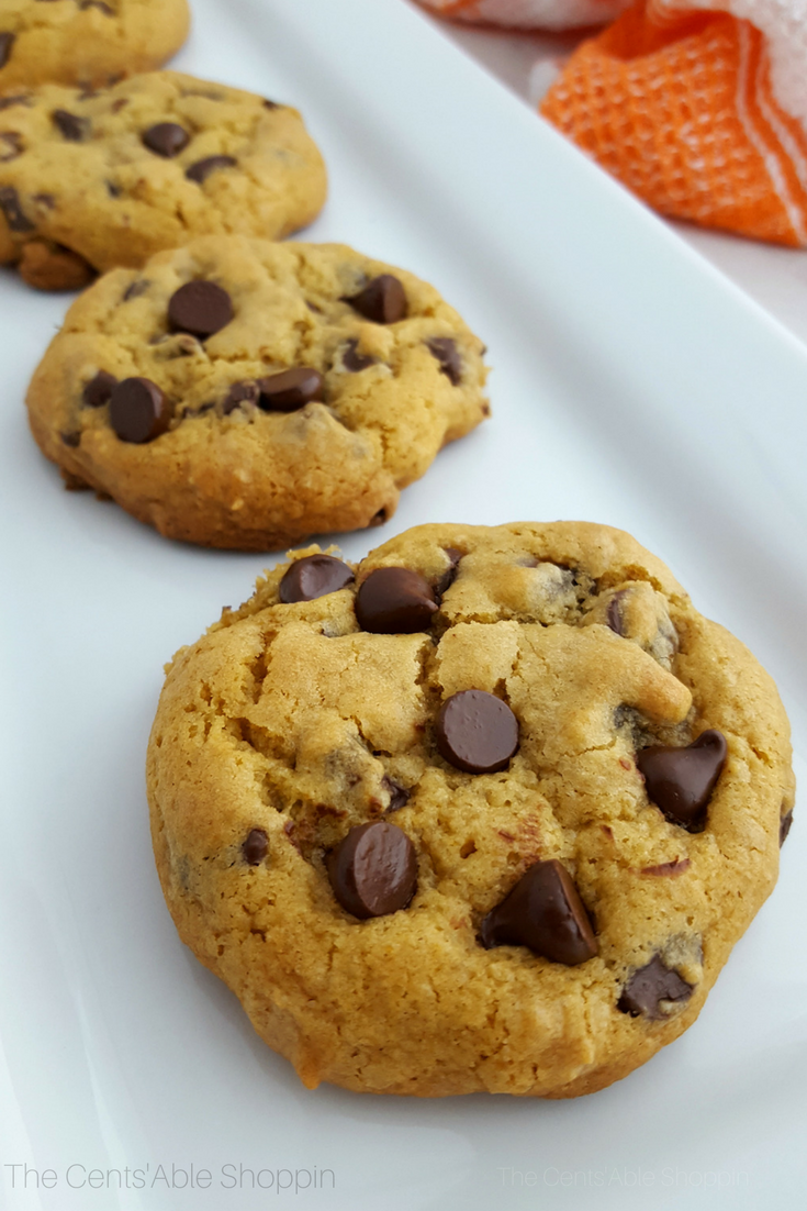 These soft and tender gluten free pumpkin chocolate chip cookies make the perfect fall treat! They are easy to make and will be a family favorite!