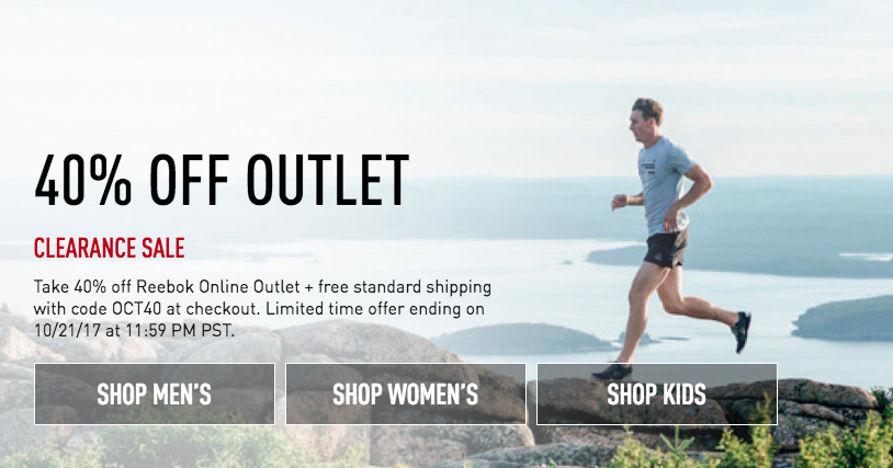 Reebok: 40% OFF Outlet Items + FREE Shipping