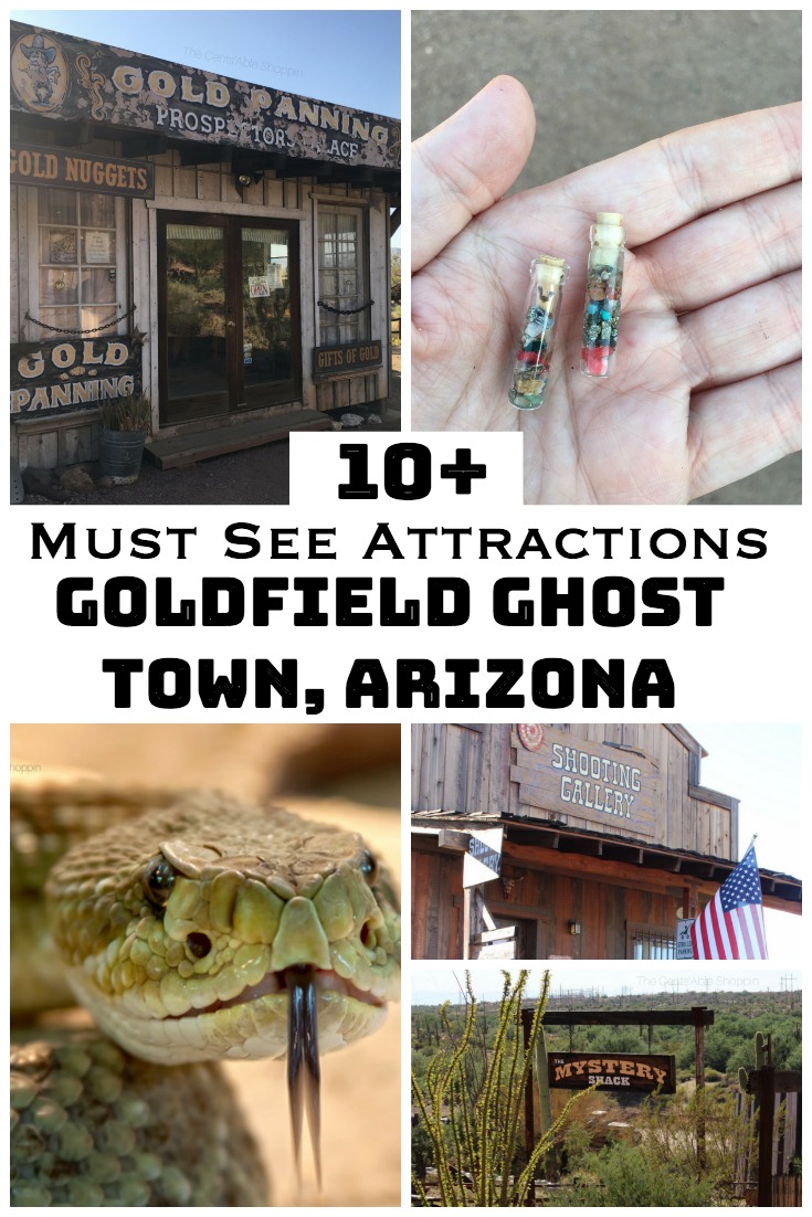 Goldfield Ghost Town is an authentic, reconstructed ghost town in Apache Junction, Arizona - right at the base of the Superstition Mountains east of Phoenix. The town features gold mine tours, gold panning, gunfights, a zipline and more.