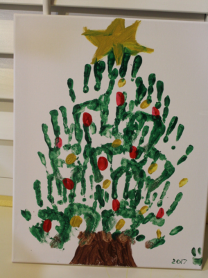 Christmas Tree Handprint Canvas Art