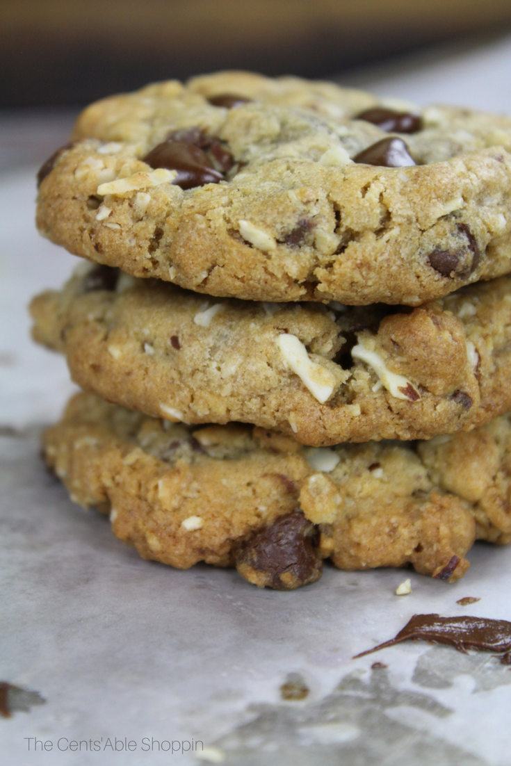 Wonderfully large, chewy, gooey jumbo size chocolate chip cookies that are perfectly chewy and perfect with a tall glass of cold milk! #chocolatechip #cookies 