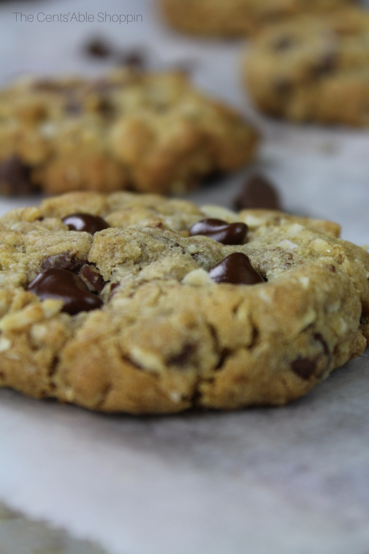 Wonderfully large, chewy, gooey jumbo size chocolate chip cookies that are perfectly chewy and perfect with a tall glass of cold milk! #chocolatechip #cookies 