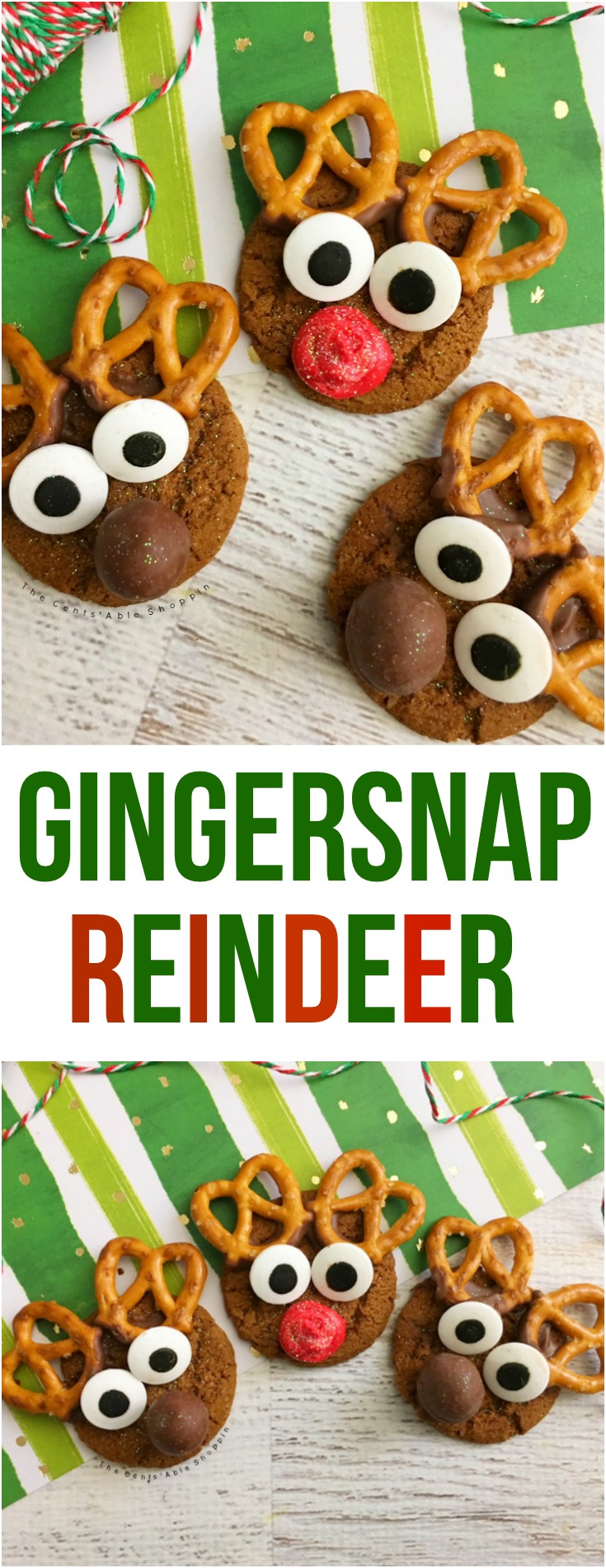 These adorable Gingersnap Reindeer Cookies are the perfect way to celebrate the Holiday Season and even better to gift to family and friends!