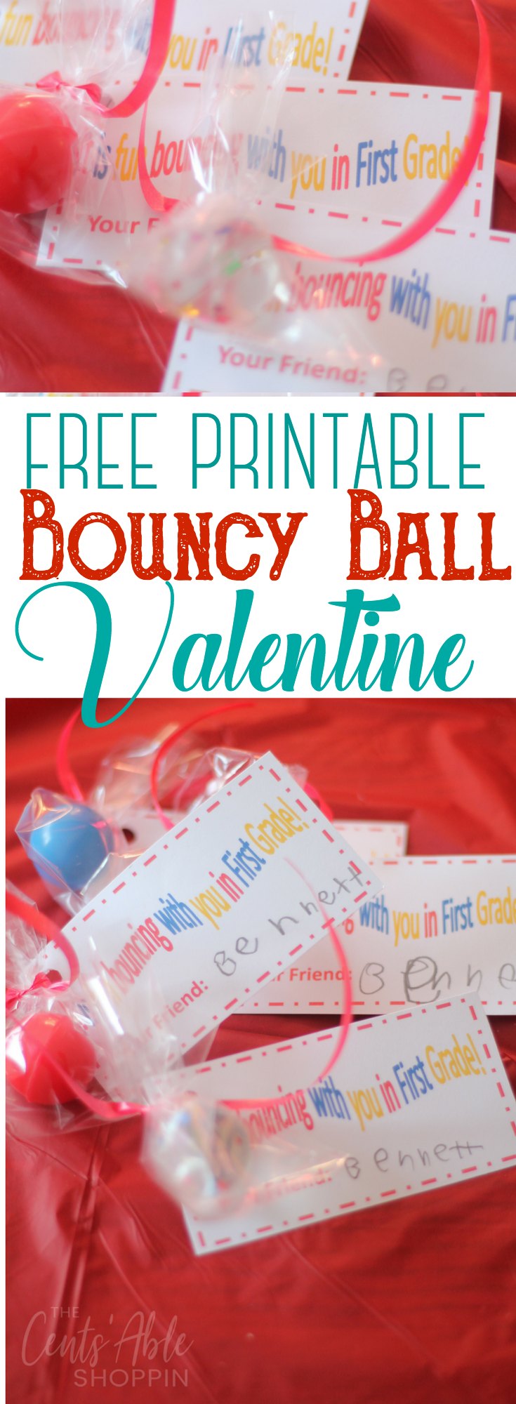 This adorable bouncy ball Valentine is easy to put together and a unique way for boys and girls to celebrate Valentine's Day with friends and family!