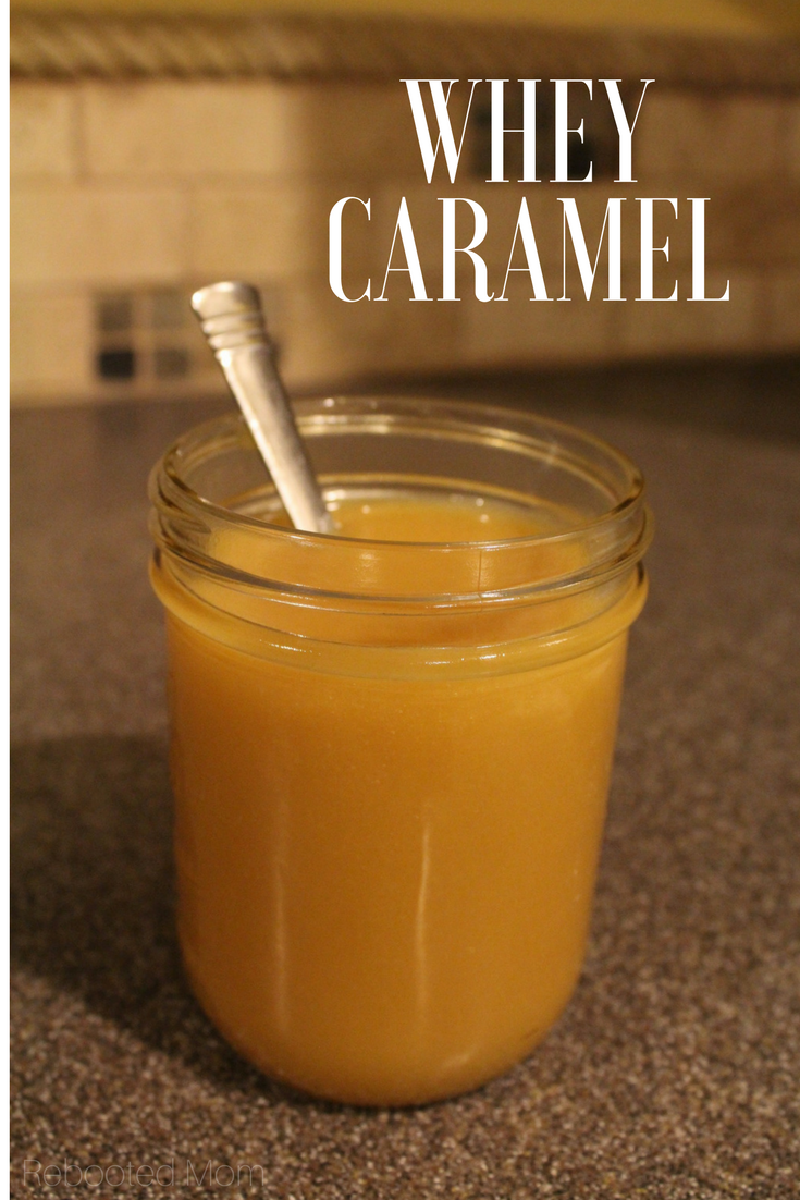 How to Make Whey Caramel - Rebooted Mom || Transform whey from cheese or yogurt making into a delicious, whey caramel that's perfect for drizzling on desserts, pancakes or even ice cream.  