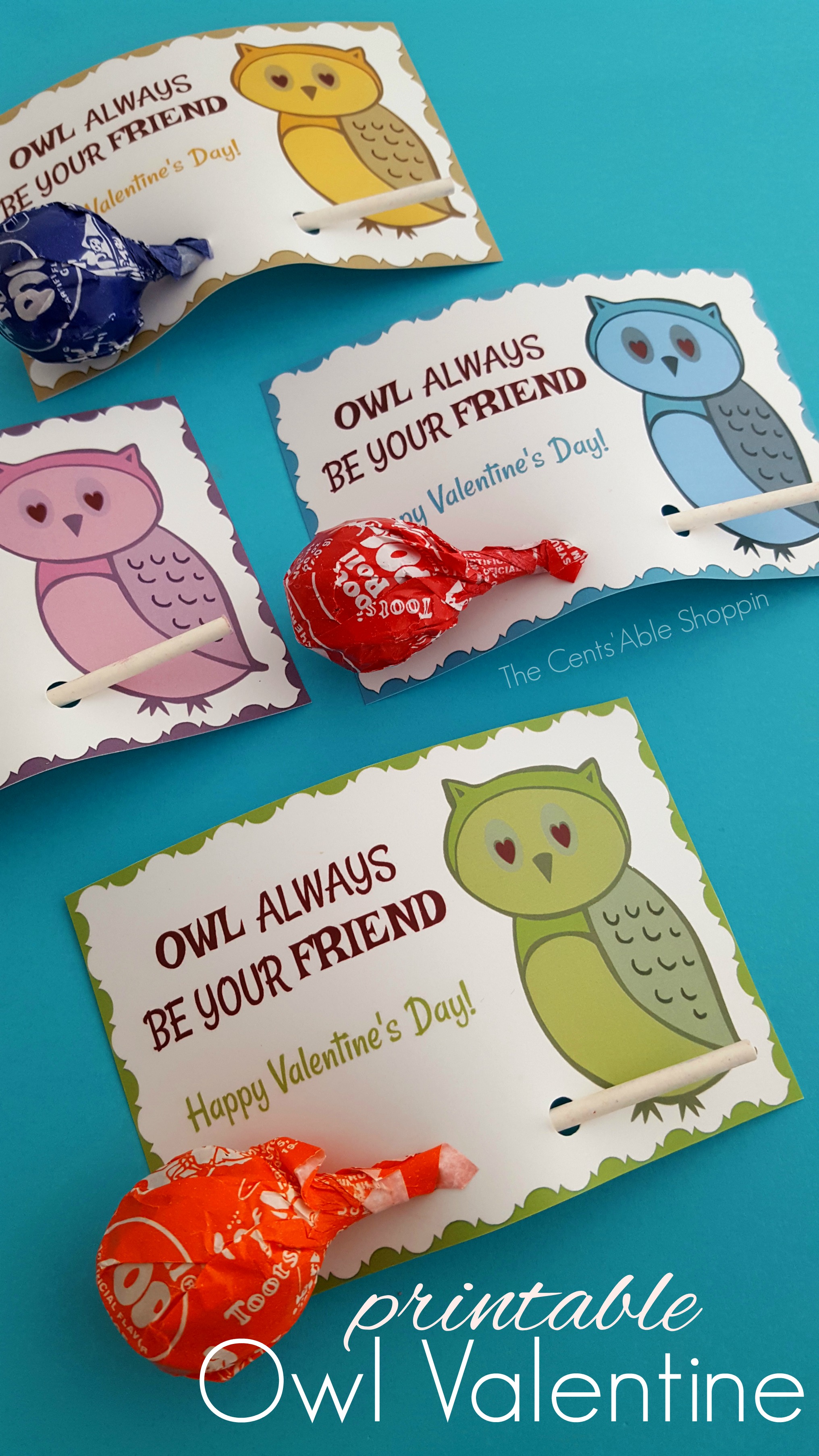 Grab these free Owl printable Valentine's Cards and attach a tootsie roll pop - they'll be a big hit for your child's next Valentine's party!