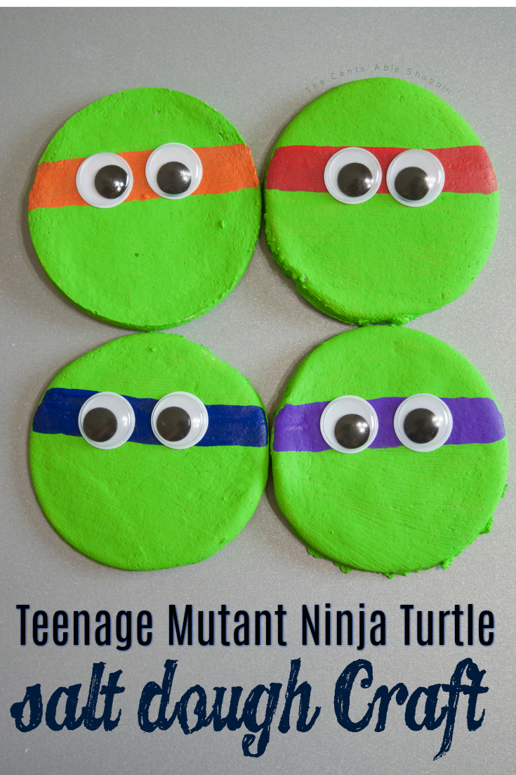 Whip up this easy recipe for salt dough and create this Teenage Mutant Ninja Turtles activity for your kids - it's a wonderful sensory experience and perfect for party favors, a lazy afternoon or even to gift to friends! #sensory #craft #kids #TMNT #saltdough