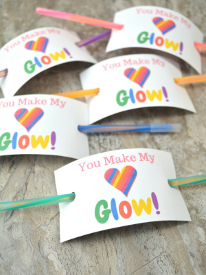 Glow Stick Valentine Cards with FREE Printable