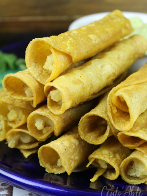 Baked Potato Taquitos with Creamy Avocado Dip