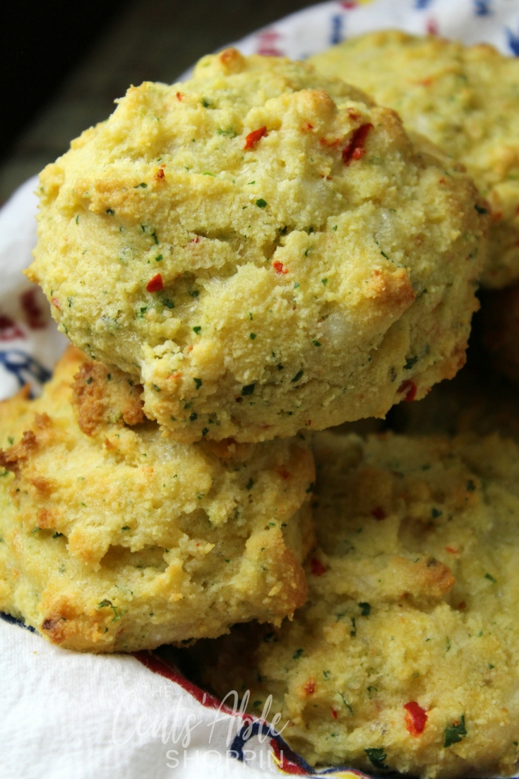 A cheesy cheddar and jalapeño biscuit that's low-carb, Keto-friendly, and SO good you will never go back to regular biscuits! #lowcarb #Keto #almondflour #cheese #biscuits #healthyrecipes, #grainfree