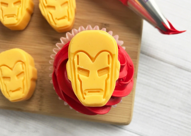 These Iron Man Cupcakes are perfect for a themed birthday party and so easy to put together!