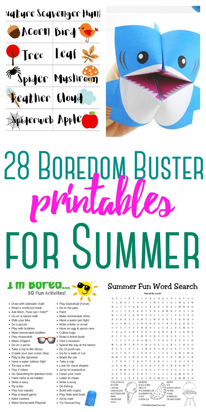 Never worry about being stuck indoors on hot or rainy days with these super fun, creative, and educational boredom buster printable activity sheets.