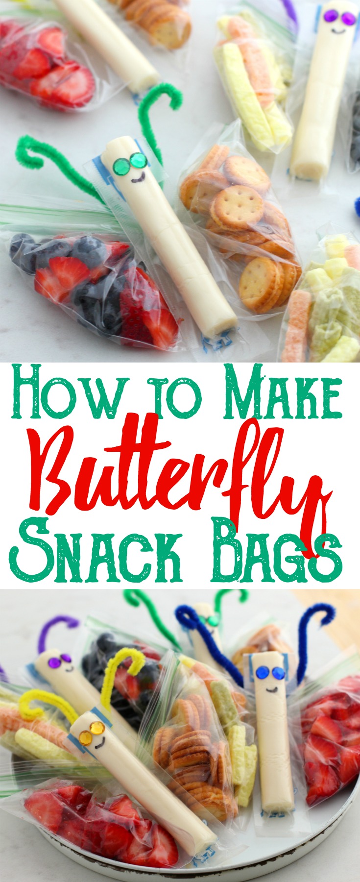 These Butterfly Snack Bags are the perfect way for kids to eat a healthy snack.  These snack bags are perfect for lunchboxes, parties or just for fun!