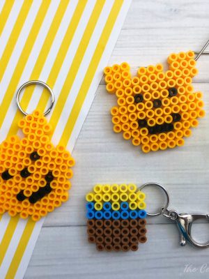 Pooh Perler Bead Keychain