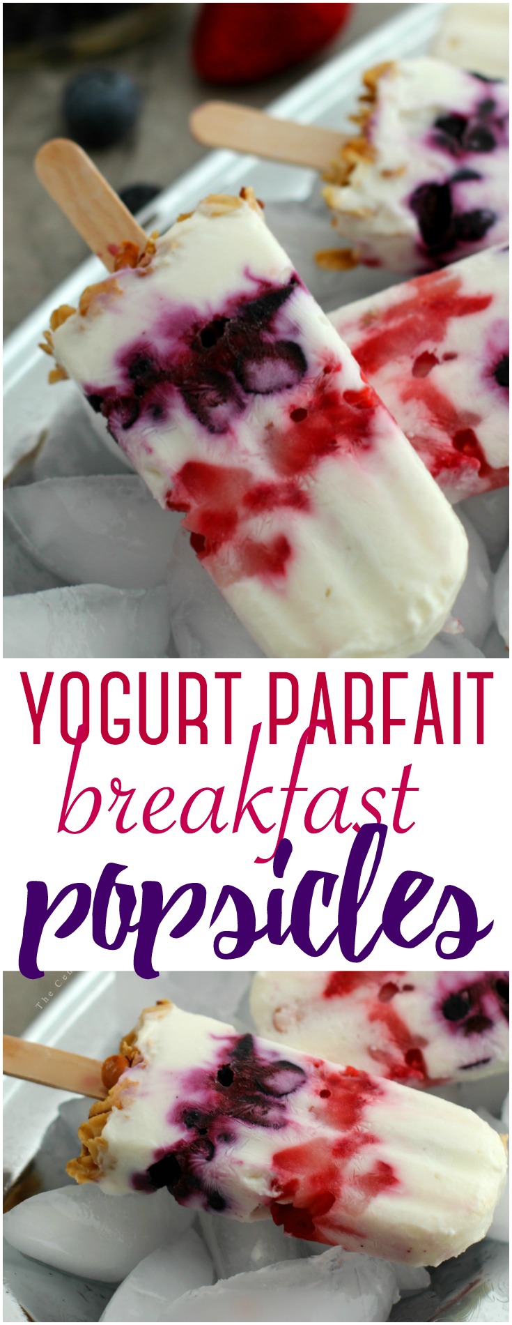 These delicious yogurt parfait breakfast popsicles make a great on the go breakfast for a busy morning - perfect for both kids and adults!