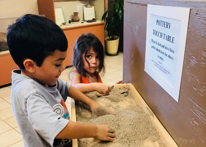 Kids hands-on activity at Besh Ba Gowah Archaeological Ruins in Globe, Arizona || Besh Ba Gowah Archaeological Park and Museum is a prehistoric Salado masonry pueblo located one mile southwest of the city of Globe, Arizona.