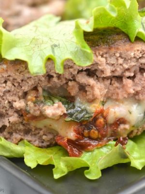 Keto Caprese Stuffed Burgers Recipe