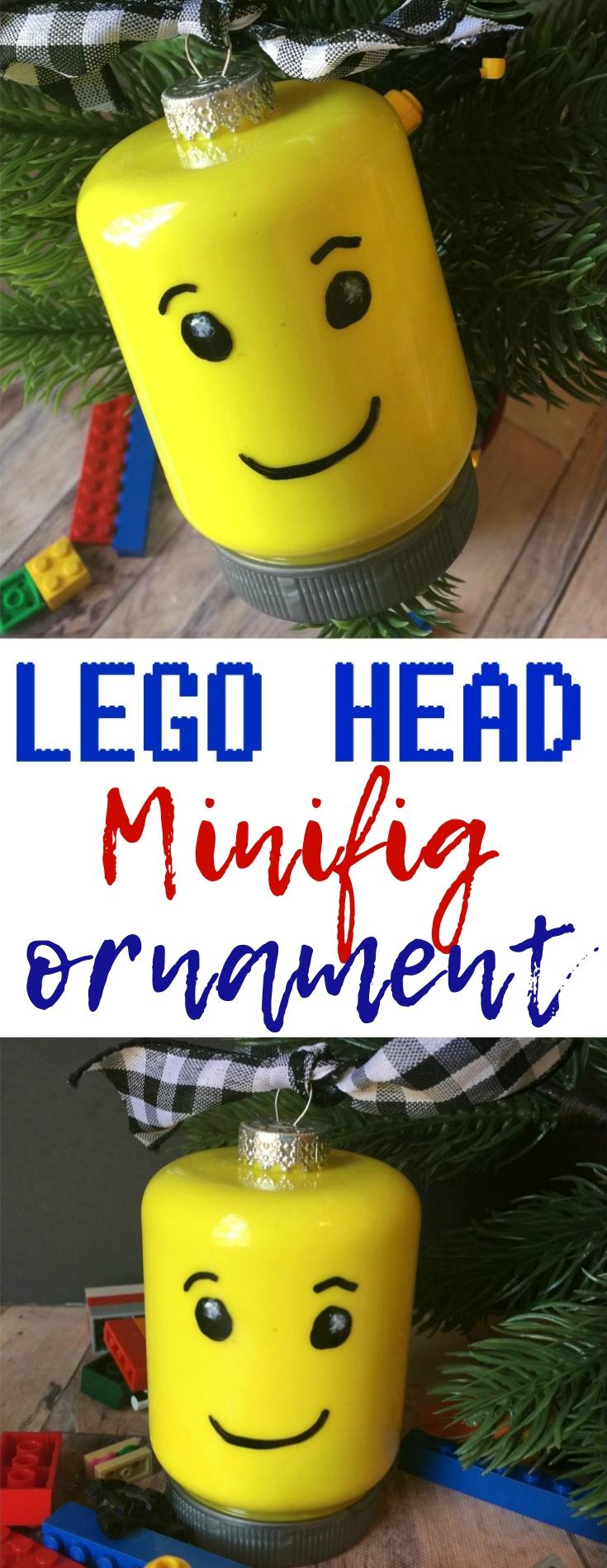 This simple LEGO Head Minifig Ornament is easy to make with simple items that would be a great project for a small family or as a larger group craft!