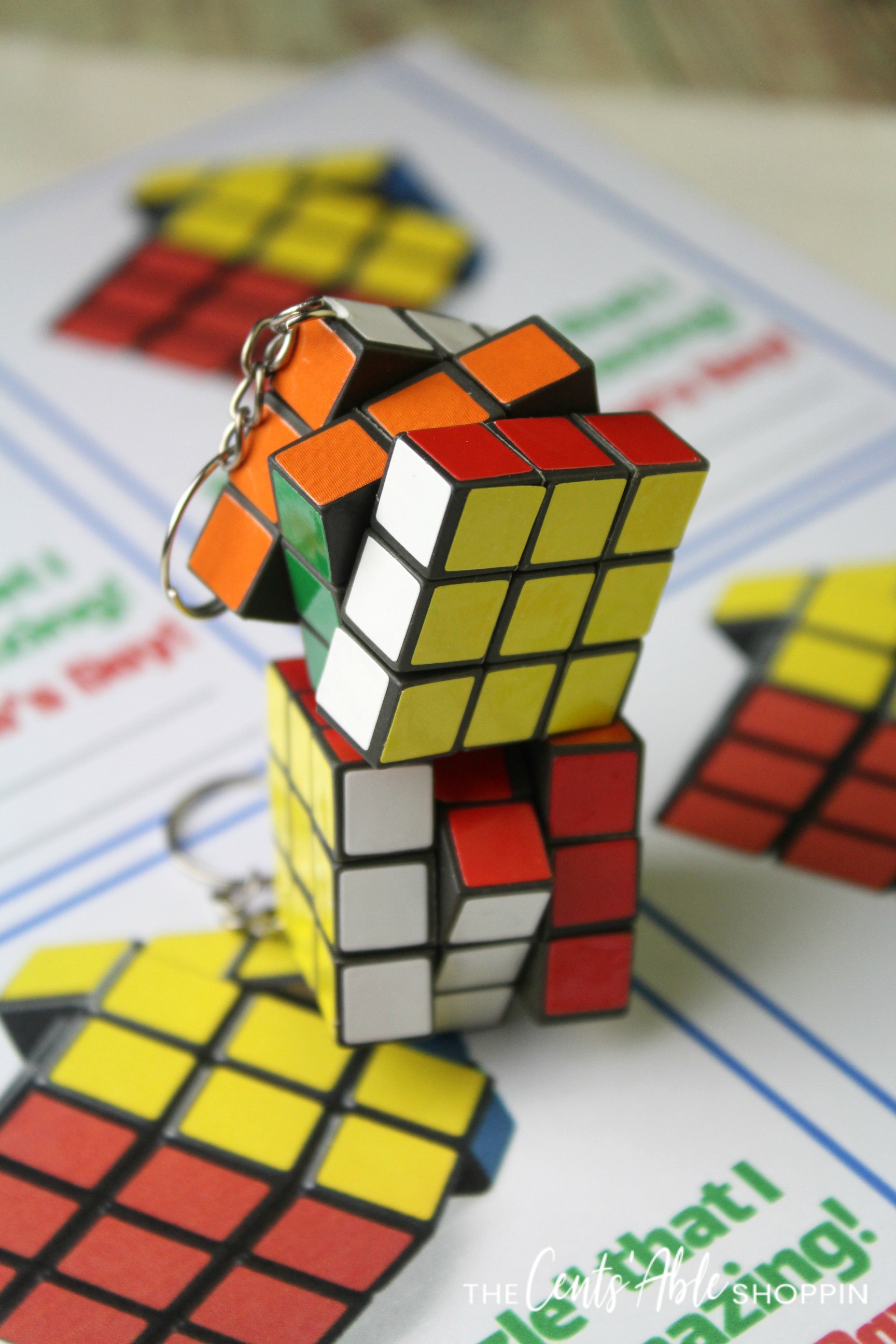 This free Rubik's Cube Valentine pays homage to the classic 3-D combination puzzle invented in the 70's -- a classic for everyone, from young to old!