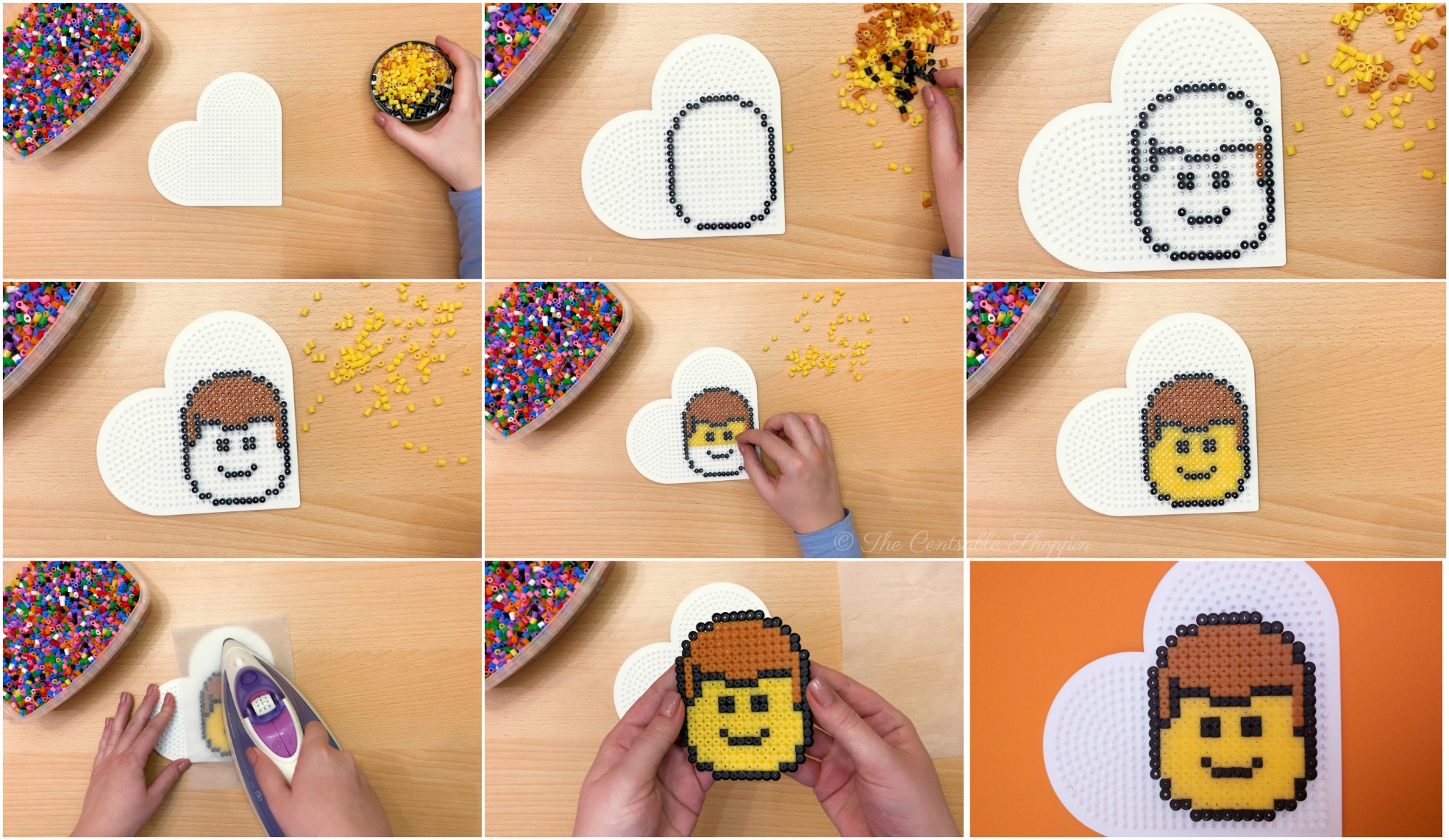 Step by Step \\ This perler bead LEGO head is a fun and adorable project that will help kids develop fine motor skills, patience and artistic design!