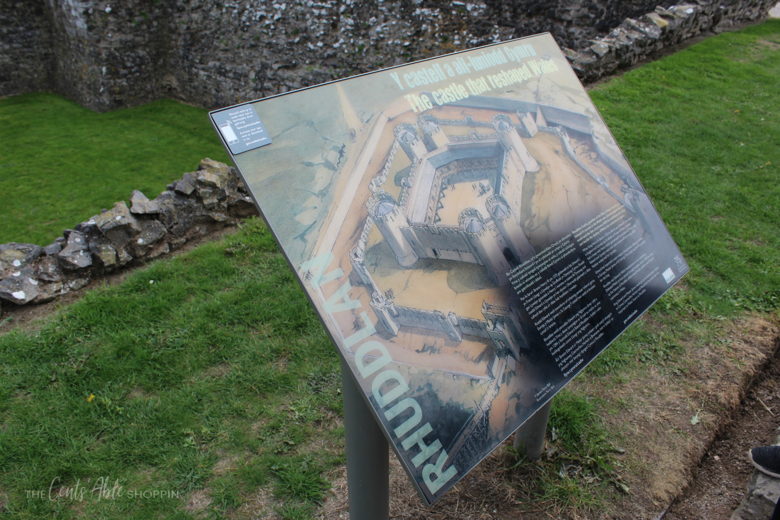 Informational Sign \\ Rhuddlan Castle is a castle located in Rhuddlan, Denbighshire, Wales. It was one of a series of castles erected by King Edward I in 1277.