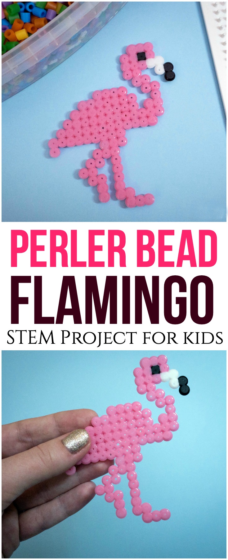 PERLER Bead Flamingo STEM Project for kids 