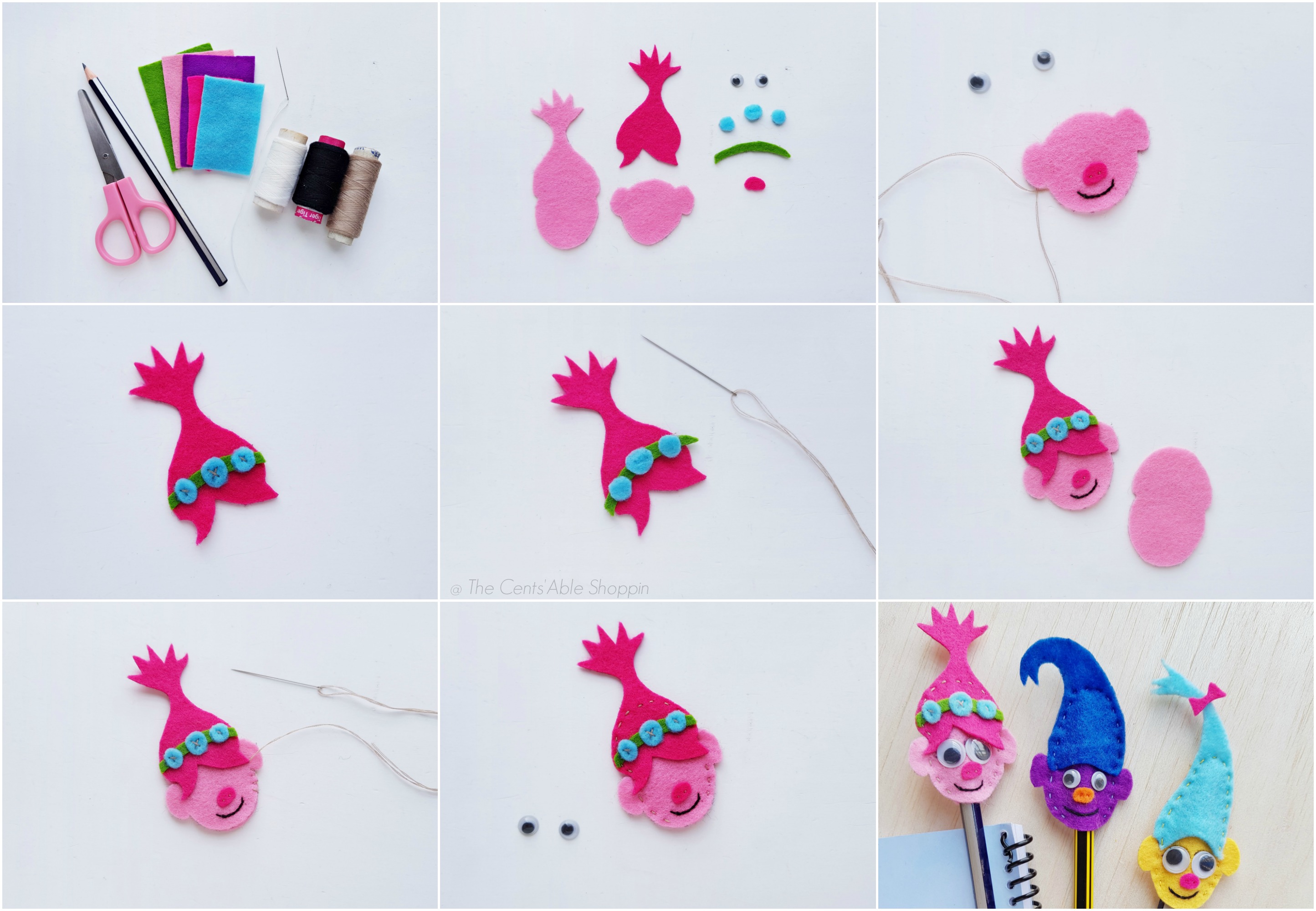 Step by Step - Trolls Pencil Topper