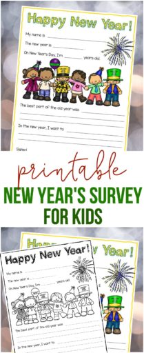 Printable New Year's Survey for Kids