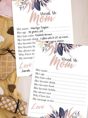 About My Mom Mother’s Day Printable