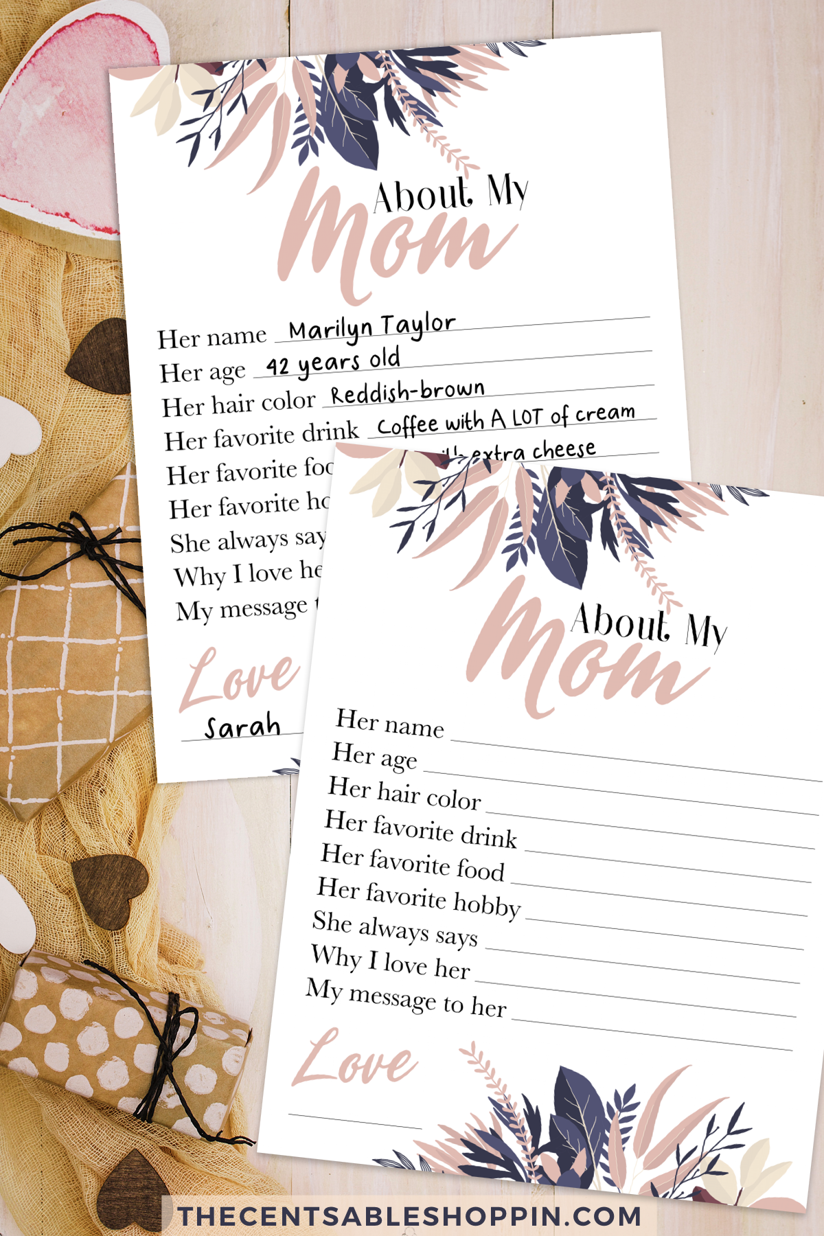 About My Mom Mother's Day Printable