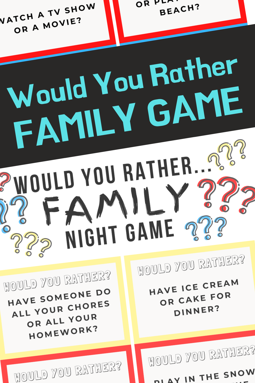 Would you Rather is a fun, family night game to encourage time together at home while also playing something fun and creative!  #printable #game #family 