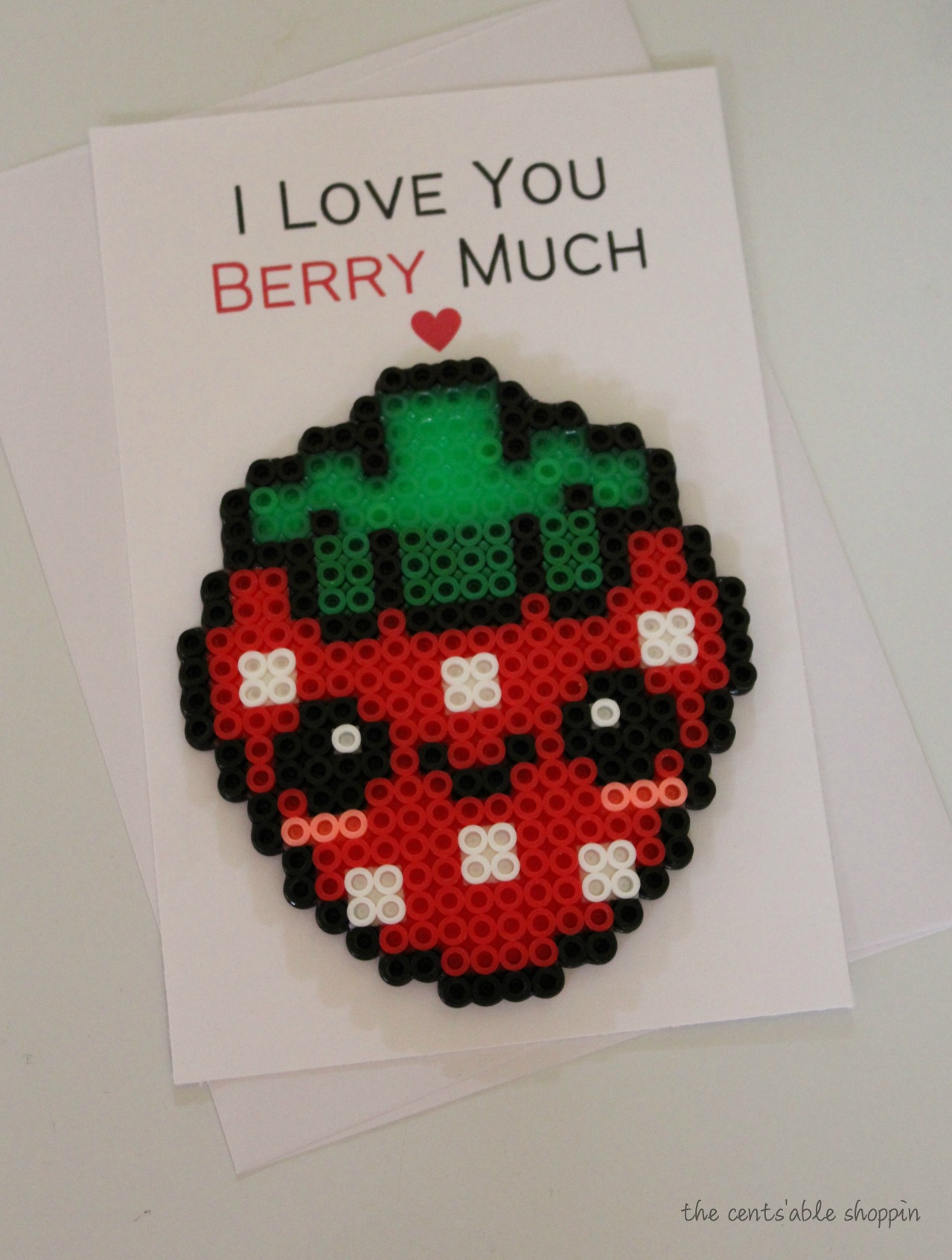 I love you berry much Perler Bead card