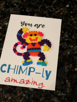 Monkey Chimp Perler Pun Card