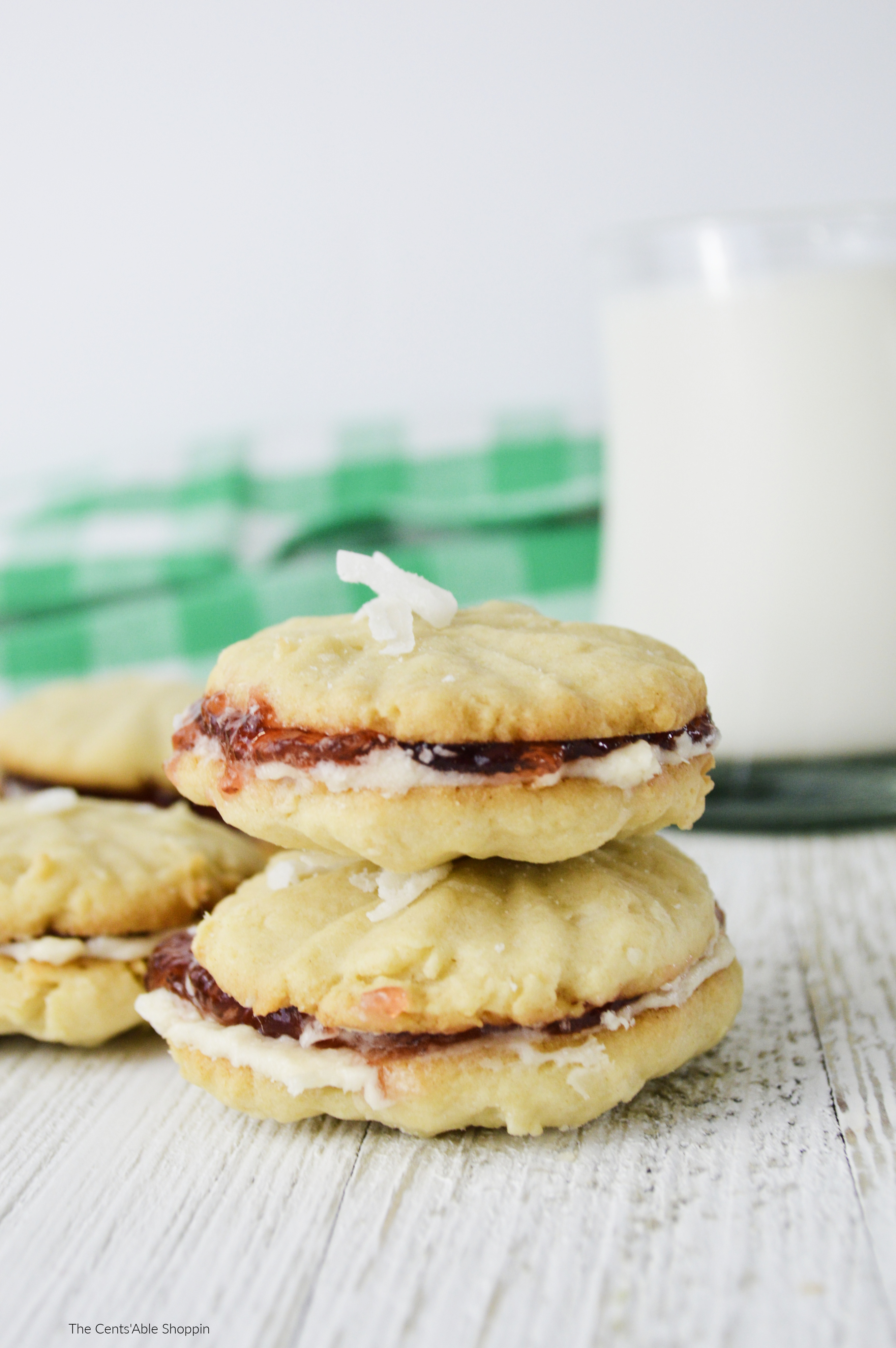 Strawberry Coconut Sandwich Cookies