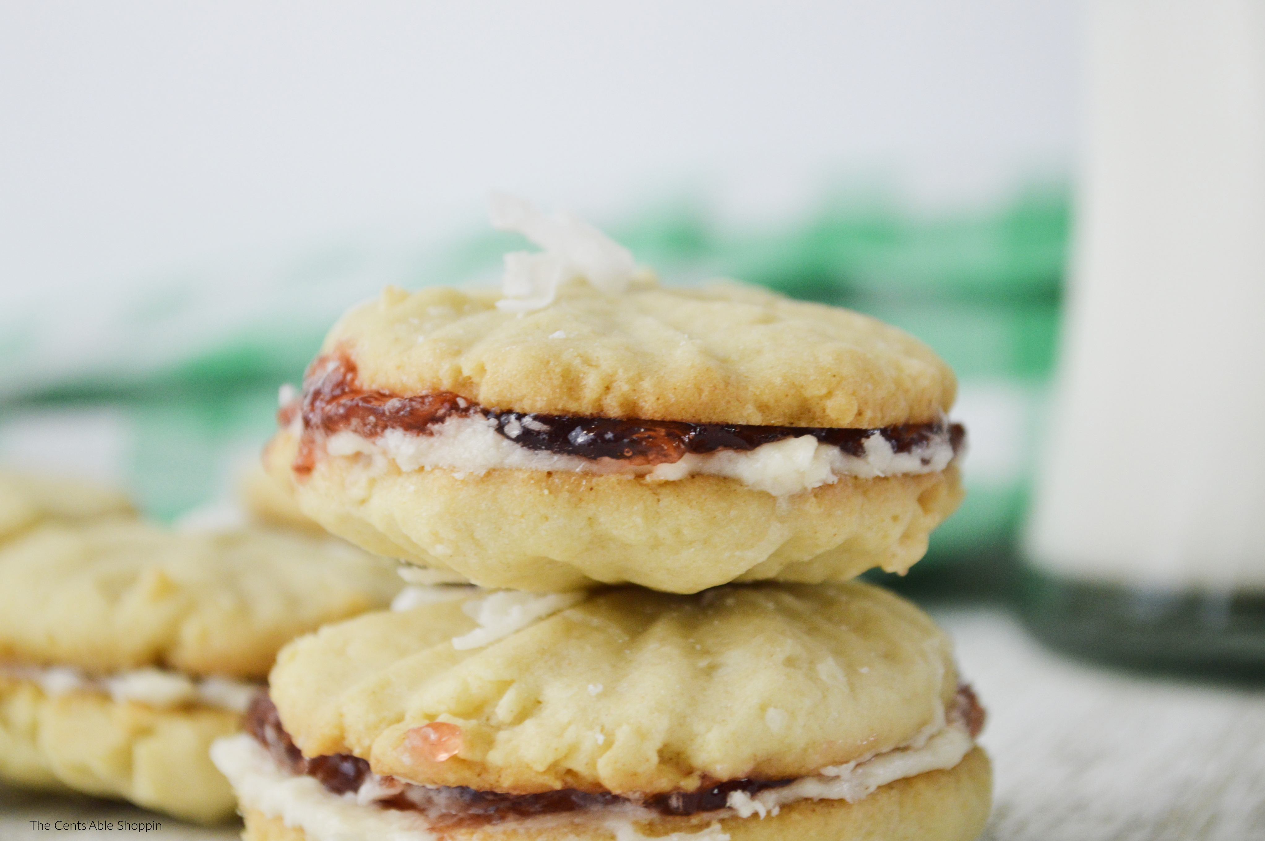 Strawberry Coconut Sandwich Cookies