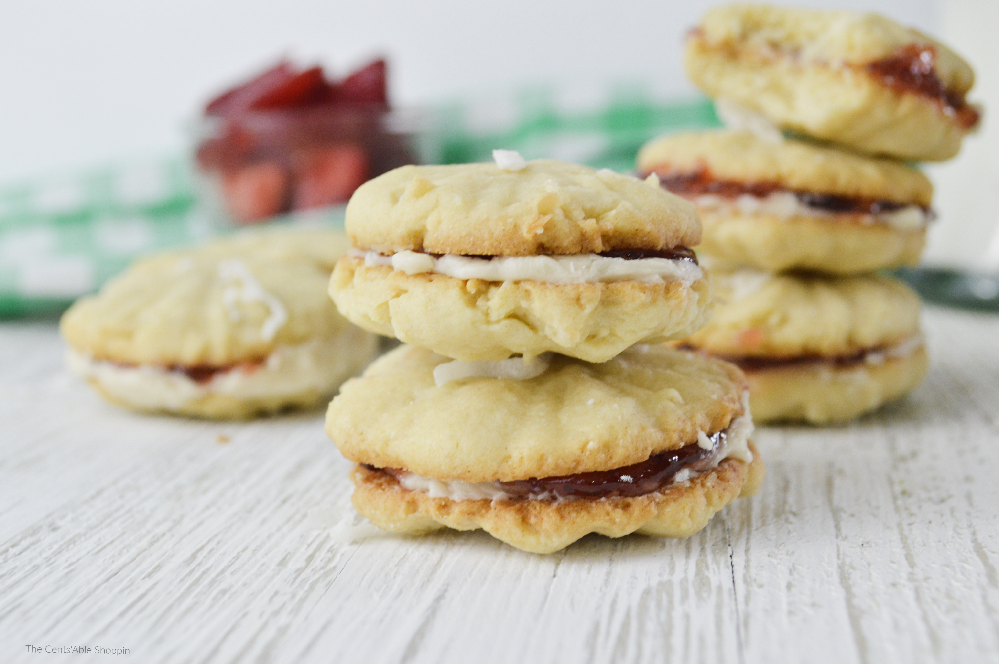 Strawberry Coconut Sandwich Cookies