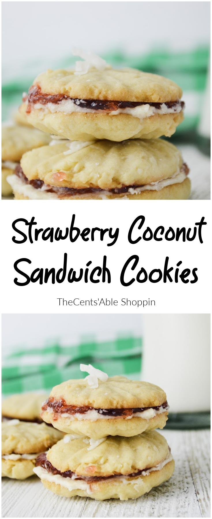 Strawberry Coconut Sandwich Cookies