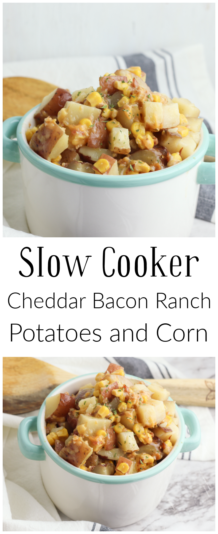 Slow Cooker Cheddar Bacon Ranch Potatoes & Corn