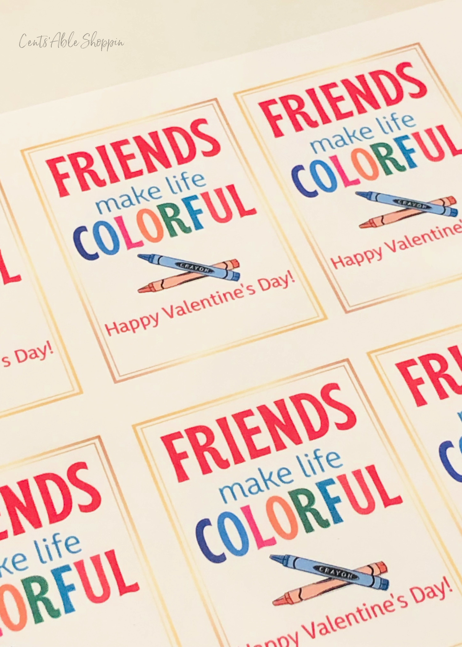 Friends Make Life Colorful! Grab this FREE printable Valentine and attach some crayons for a fun and unique Valentine idea!
