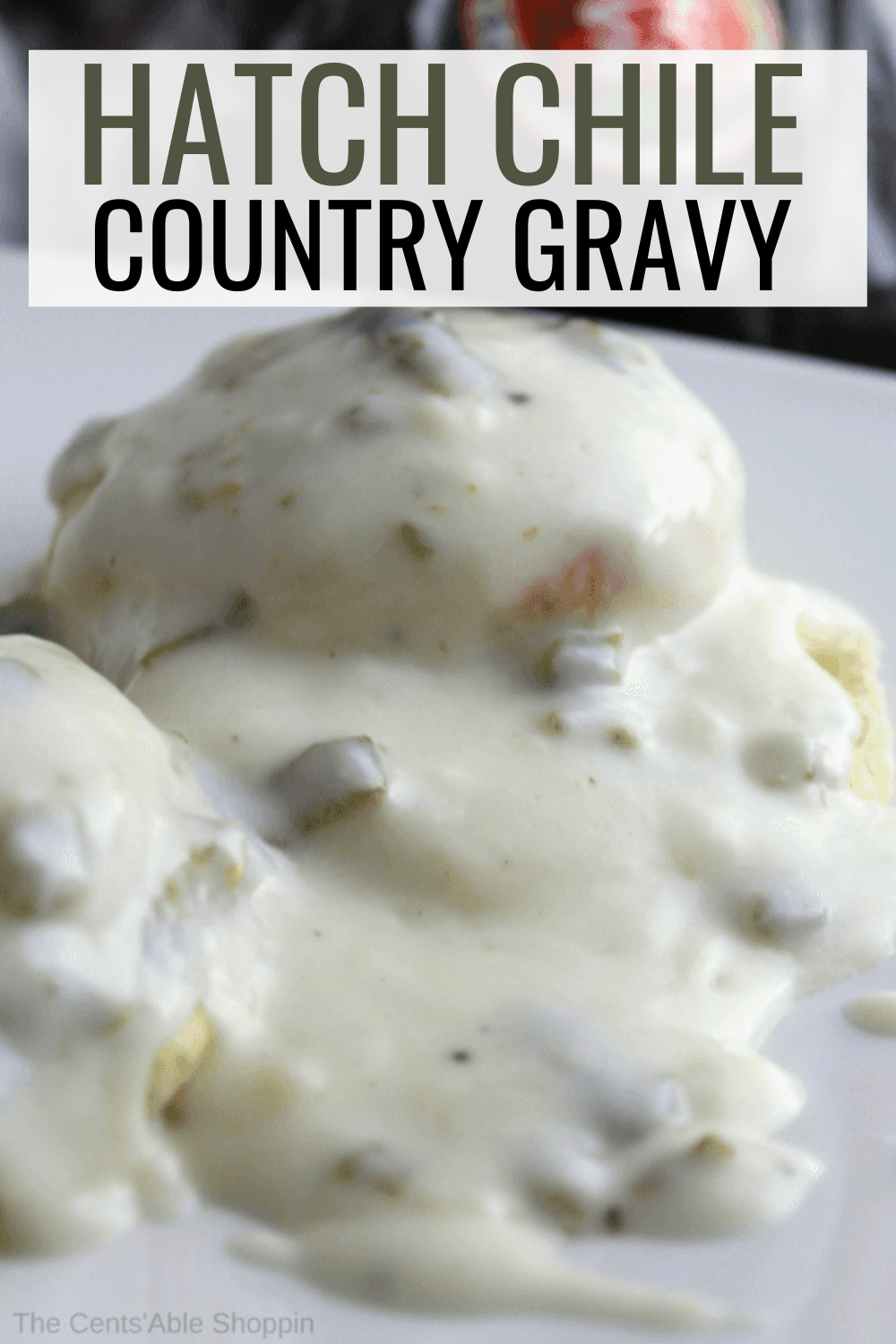 A thick and spicy Hatch Chile country gravy speckled with green chiles that's delicious served on flaky country biscuits, chicken or even turkey!