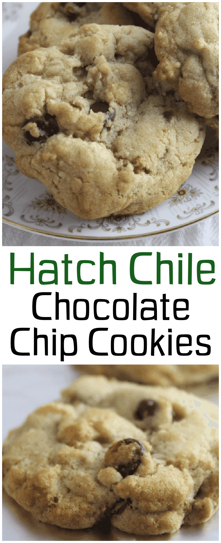 Hatch Chile Chocolate Chip Cookies give a punch of heat and a unique twist on the regular ol'chocolate chip cookies we know so well!