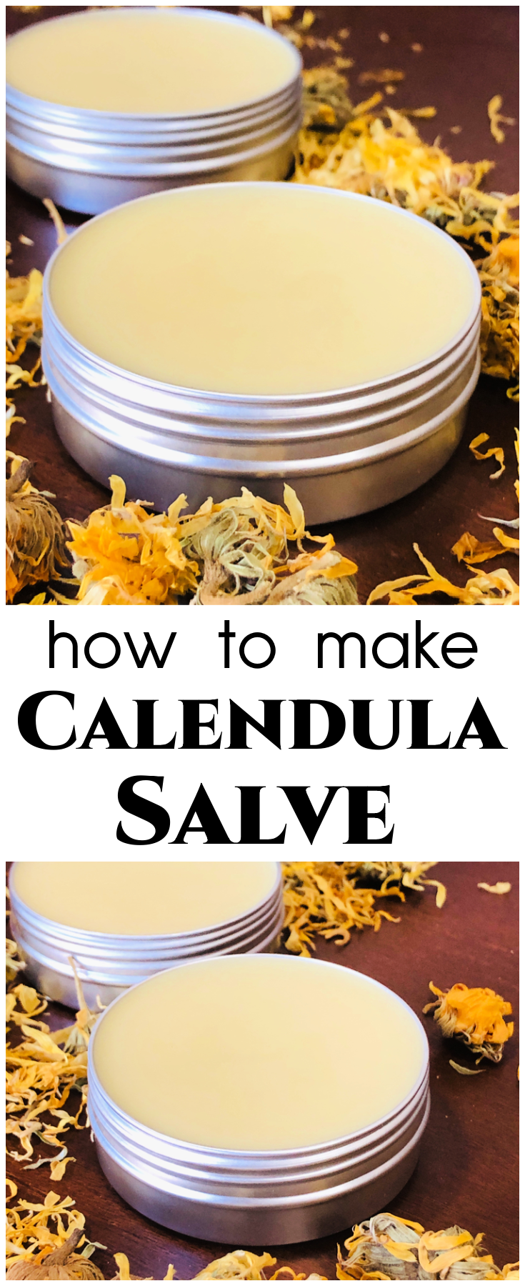 Step by step tutorial that will show you how to make calendula salve – a skin-friendly salve that’s perfect for supporting skin cuts, scrapes, bites and more!