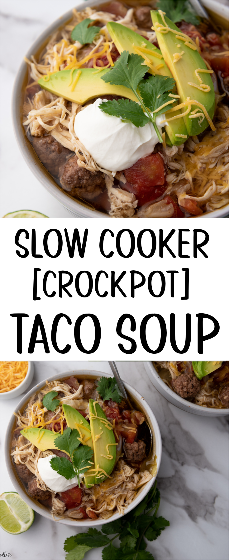 Hearty and filling, this Slow Cooker Taco Soup is a delicious and easy meal that comes together quickly with minimal work - great for a busy night! #slowcooker #crockpot #taco #soup #easy #kidfriendly