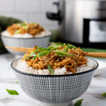 Crockpot Slow Cooker Soy Honey Garlic Chicken - simple, delicious and perfect topped on rice for a beautiful family meal!