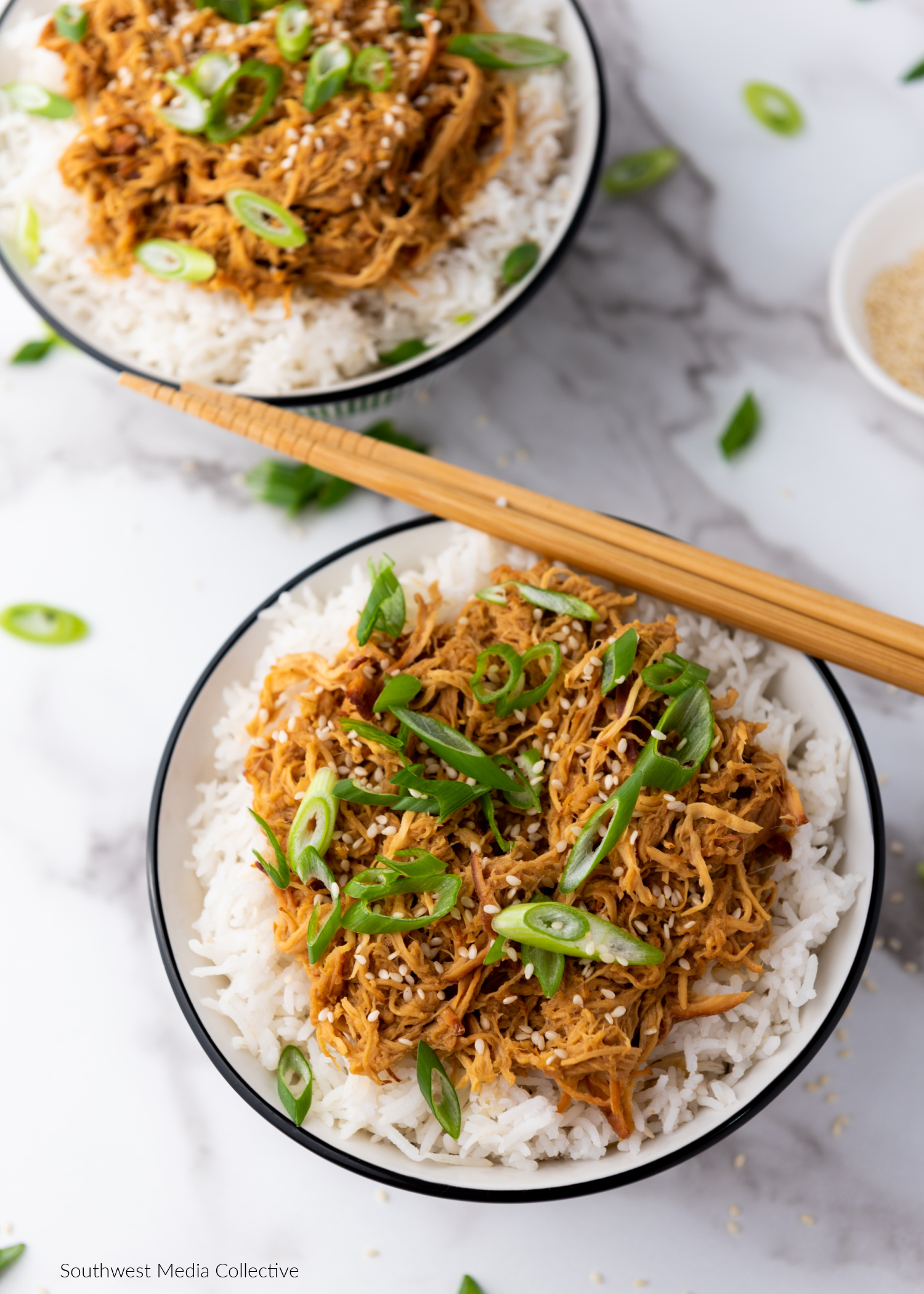 Crockpot Slow Cooker Soy Honey Garlic Chicken - simple, delicious and perfect topped on rice for a beautiful family meal!