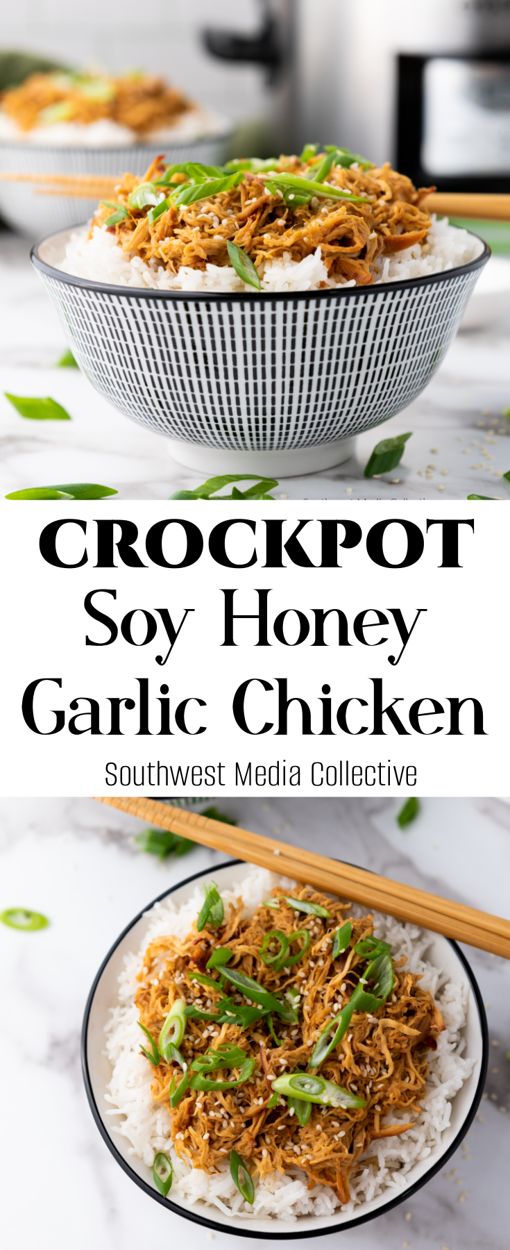 Crockpot Slow Cooker Soy Honey Garlic Chicken - simple, delicious and perfect topped on rice for a beautiful family meal!